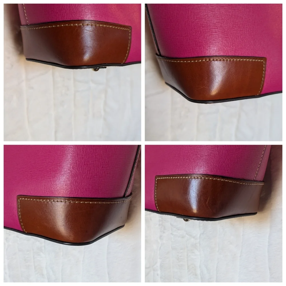 Dooney & Bourke Pink And Brown Leather Leisure Shopper Tote - Picture 10 of 12